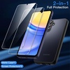 image:imageJETech 3 in 1 Matte Case for Samsung Galaxy A15 Black  2 Tempered Glass Screen Protectors Camera Lens Protection Translucent Frosted Phone CoverBlack