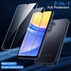 image:imageJETech 3 in 1 Matte Case for Samsung Galaxy A15 Black  2 Tempered Glass Screen Protectors Camera Lens Protection Translucent Frosted Phone CoverNavy