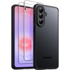 image:imageJETech 3 in 1 Matte Case for Samsung Galaxy A36 Black  2 Tempered Glass Screen Protectors Camera Lens Protection Translucent Frosted Phone CoverBlack