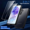 image:imageJETech 3 in 1 Matte Case for Samsung Galaxy A55 Black  2 Tempered Glass Screen Protectors Camera Lens Protection Translucent Frosted Phone CoverBlack