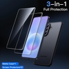 image:imageJETech 3 in 1 Matte Case for Samsung Galaxy A55 Black  2 Tempered Glass Screen Protectors Camera Lens Protection Translucent Frosted Phone CoverBlack