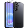 image:imageJETech 3 in 1 Matte Case for Samsung Galaxy A55 Black  2 Tempered Glass Screen Protectors Camera Lens Protection Translucent Frosted Phone CoverBlack