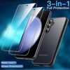 image:imageJETech 3 in 1 Matte Case for Samsung Galaxy S23 FE Black  2 Tempered Glass Screen Protectors Camera Lens Protection Translucent Frosted Phone CoverBlack