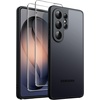 image:imageJETech 3 in 1 Matte Case for Samsung Galaxy S25 FE Black  2 Tempered Glass Screen Protectors Camera Lens Protection Translucent Frosted Phone CoverBlack