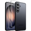 image:imageJETech 3 in 1 Matte Case for Samsung Galaxy S25 FE Black  2 Tempered Glass Screen Protectors Camera Lens Protection Translucent Frosted Phone CoverBlack