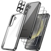 image:imageJETech 5 in 1 Case for Samsung Galaxy S24 AntiYellowing Clear  2 Tempered Glass Screen Protectors 2 Camera Lens Protectors Shockproof Bumper Phone CoverBlack