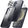 image:imageJETech 5 in 1 Matte Case for Samsung Galaxy S24 Plus Black  2 Tempered Glass Screen Protectors 2 Camera Lens Protectors Translucent Back Protective Phone CoverDark Blue