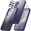 image:imageJETech 5 in 1 Matte Case for Samsung Galaxy S24 Plus Black  2 Tempered Glass Screen Protectors 2 Camera Lens Protectors Translucent Back Protective Phone CoverCobalt Violet