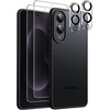 image:imageJETech 5 in 1 Matte Case for Samsung Galaxy S25 Plus Black  2 Tempered Glass Screen Protectors 2 Camera Lens Protectors Translucent Back Protective Phone CoverBlack