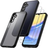 image:imageJETech 3 in 1 Matte Case for Samsung Galaxy A15 Black  2 Tempered Glass Screen Protectors Camera Lens Protection Translucent Frosted Phone CoverBlack