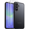 image:imageJETech 3 in 1 Matte Case for Samsung Galaxy A36 Black  2 Tempered Glass Screen Protectors Camera Lens Protection Translucent Frosted Phone CoverBlack