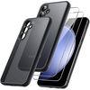 image:imageJETech 3 in 1 Matte Case for Samsung Galaxy S23 FE Black  2 Tempered Glass Screen Protectors Camera Lens Protection Translucent Frosted Phone CoverBlack