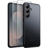 image:imageJETech 3 in 1 Matte Case for Samsung Galaxy S25 FE Black  2 Tempered Glass Screen Protectors Camera Lens Protection Translucent Frosted Phone CoverBlack