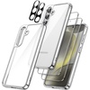 image:imageJETech 5 in 1 Case for Samsung Galaxy S24 AntiYellowing Clear  2 Tempered Glass Screen Protectors 2 Camera Lens Protectors Shockproof Bumper Phone CoverClear