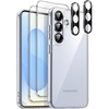 image:imageJETech 5 in 1 Case for Samsung Galaxy S25 AntiYellowing Clear  2 Tempered Glass Screen Protectors 2 Camera Lens Protectors Shockproof Bumper Phone CoverClear