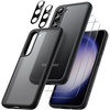image:imageJETech 5 in 1 Matte Case for Samsung Galaxy S23 Black  2 Tempered Glass Screen Protectors 2 Camera Lens Protectors Translucent Back Protective Phone CoverBlack