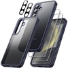 image:imageJETech 5 in 1 Matte Case for Samsung Galaxy S24 Plus Black  2 Tempered Glass Screen Protectors 2 Camera Lens Protectors Translucent Back Protective Phone CoverDark Blue