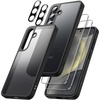 image:imageJETech 5 in 1 Matte Case for Samsung Galaxy S24 Plus Black  2 Tempered Glass Screen Protectors 2 Camera Lens Protectors Translucent Back Protective Phone CoverBlack