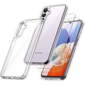 image:imageJETech 3 in 1 Case for Samsung Galaxy A14 AntiYellowing Clear  2 Tempered Glass Screen Protectors Shockproof Bumper Phone CoverClear