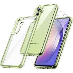 image:imageJETech 3 in 1 Case for Samsung Galaxy A54 AntiYellowing Clear  2 Tempered Glass Screen Protectors Shockproof Bumper Phone CoverLime