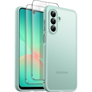 image:imageJETech 3 in 1 Matte Case for Samsung Galaxy A26 Black  2 Tempered Glass Screen Protectors Camera Lens Protection Translucent Frosted Phone CoverMint