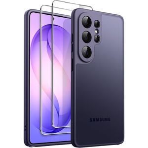 image:imageJETech 3 in 1 Matte Case for Samsung Galaxy S25 FE Black  2 Tempered Glass Screen Protectors Camera Lens Protection Translucent Frosted Phone CoverCobalt Violet