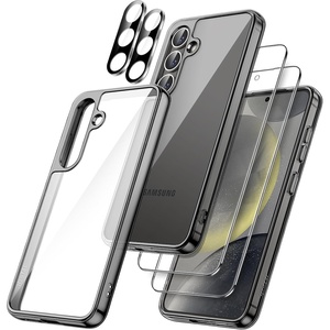 image:imageJETech 5 in 1 Case for Samsung Galaxy S24 AntiYellowing Clear  2 Tempered Glass Screen Protectors 2 Camera Lens Protectors Shockproof Bumper Phone CoverBlack
