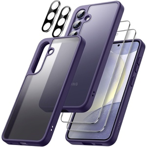 image:imageJETech 5 in 1 Matte Case for Samsung Galaxy S24 Plus Black  2 Tempered Glass Screen Protectors 2 Camera Lens Protectors Translucent Back Protective Phone CoverCobalt Violet