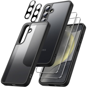 image:imageJETech 5 in 1 Matte Case for Samsung Galaxy S24 Plus Black  2 Tempered Glass Screen Protectors 2 Camera Lens Protectors Translucent Back Protective Phone CoverBlack