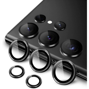 image:imageJETech Camera Lens Protector for Galaxy S23 Ultra Phantom Black 1 Set  9H Tempered Glass Metal Individual Ring Cover HD ClearPhantom Black