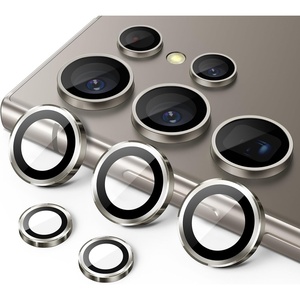 image:imageJETech Camera Lens Protector for Samsung Galaxy S24 Ultra Black 1 Set  9H Tempered Glass Metal Individual Ring Cover HD ClearTitanium Gray