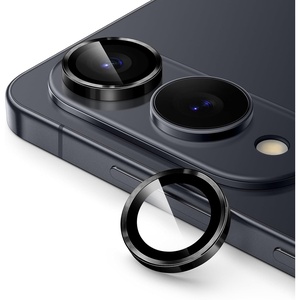 image:imageJETech Camera Lens Protector for Samsung Galaxy S25 Edge Black 1 Set  9H Tempered Glass Metal Individual Ring Cover HD Clear