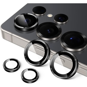 image:imageJETech Camera Lens Protector for Samsung Galaxy S25 Ultra Black 1 Set  9H Tempered Glass Metal Individual Ring Cover HD ClearBlack