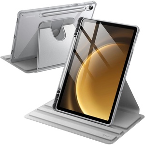 image:imageJETech Rotating Case Cover for Galaxy Tab S10 LiteS10 FES9 FES9 Black  360 Rotation Stand Clear Back Design Auto WakeSleep S Pen Holder Full ProtectionSilver