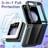 image:imageJETech 3 in 1 Case for Samsung Galaxy Z Flip 7 Clear  2 Tempered Glass Front Screen Protectors Scratch Resistant Crystal Transparent Hard PC Shell Protective Phone CoverBlack