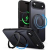 image:imageJETech 360 Rotatable Ring Stand Case for iPhone 17 Pro Max Orange  Compatible with MagSafe Camera Control Button Translucent Matte Back Stand amp Ring Holder Shockproof ProtectionBlack