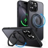 image:imageJETech 360 Rotatable Ring Stand Case for iPhone 17e16e Black  Compatible with MagSafe Translucent Matte Back Stand amp Ring Holder Shockproof ProtectionBlack