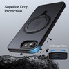 image:imageJETech 360 Rotatable Ring Stand Case for iPhone 17e16e Black  Compatible with MagSafe Translucent Matte Back Stand amp Ring Holder Shockproof ProtectionBlack