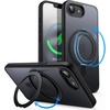 image:imageJETech 360 Rotatable Ring Stand Case for iPhone 17e16e Black  Compatible with MagSafe Translucent Matte Back Stand amp Ring Holder Shockproof ProtectionBlack