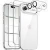 image:imageJETech 5 in 1 Case for iPhone 17 Pro Max AntiYellowing Clear  2 Tempered Glass Screen Protectors 2 Camera Lens Protectors Shockproof Bumper Phone CoverClear