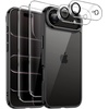 image:imageJETech 5 in 1 Case for iPhone 17 Pro Max AntiYellowing Clear  2 Tempered Glass Screen Protectors 2 Camera Lens Protectors Shockproof Bumper Phone CoverBlack