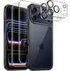 image:imageJETech 5 in 1 Case for iPhone 17 Pro Max AntiYellowing Clear  2 Tempered Glass Screen Protectors 2 Camera Lens Protectors Shockproof Bumper Phone CoverBlack