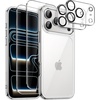 image:imageJETech 5 in 1 Case for iPhone 17 Pro Max AntiYellowing Clear  2 Tempered Glass Screen Protectors 2 Camera Lens Protectors Shockproof Bumper Phone CoverClear