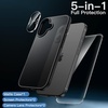 image:imageJETech 5 in 1 Matte Case for iPhone 17 Pro Max Black  2 Tempered Glass Screen Protectors 2 Camera Lens Protectors Translucent Back Protective Phone CoverBlack