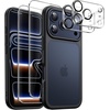 image:imageJETech 5 in 1 Matte Case for iPhone 17 Pro Max Black  2 Tempered Glass Screen Protectors 2 Camera Lens Protectors Translucent Back Protective Phone CoverBlack