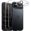 image:imageJETech 5 in 1 Matte Case for iPhone 17 Pro Max Black  2 Tempered Glass Screen Protectors 2 Camera Lens Protectors Translucent Back Protective Phone CoverBlack