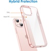 image:imageJETech Case for iPhone 13 AntiYellowing Clear  Shockproof Protection Scratch Resistant Hard PC Back Durable Transparent TPU BumperPink