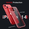 image:imageJETech Case for iPhone 14 AntiYellowing Clear  Shockproof Protection Scratch Resistant Hard PC Back Durable Transparent TPU BumperRed