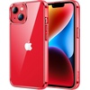 image:imageJETech Case for iPhone 14 AntiYellowing Clear  Shockproof Protection Scratch Resistant Hard PC Back Durable Transparent TPU BumperRed