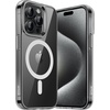 image:imageJETech Magnetic Case for iPhone 15 Clear  Compatible with MagSafe Shockproof Phone Bumper Cover Scratch Resistant Clear BackBlackWhite